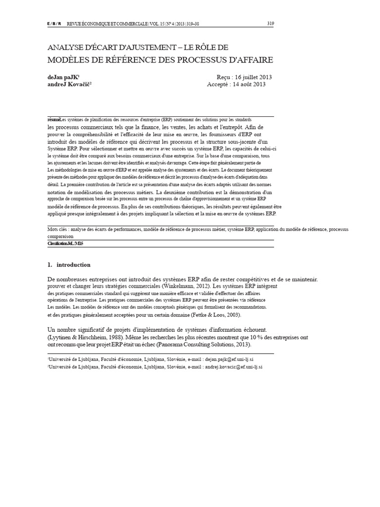 Analyse des Écarts dans les Systèmes ERP | PDF | Progiciel de gestion ...