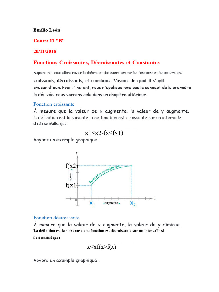 Fonctions Croissantes et Décroissantes | PDF | Fonction monotone ...
