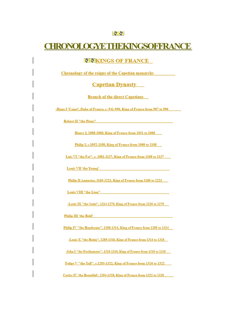 Timeline of French Monarchs | PDF | Kingdom Of France | First French Empire