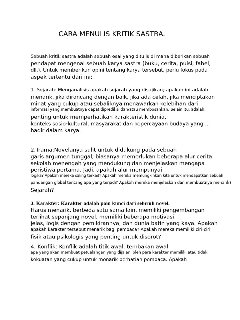 Cara Menulis Kritikan Sastra | PDF
