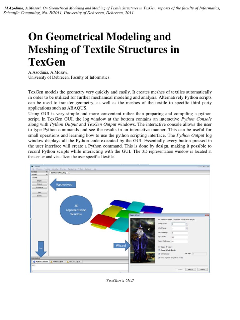 TexGen: Geometric Modeling & Meshing | PDF | Graphical User Interfaces ...