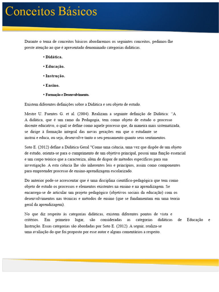 Conceitos Fundamentais de Didática e Educação | PDF | Aprendizado ...