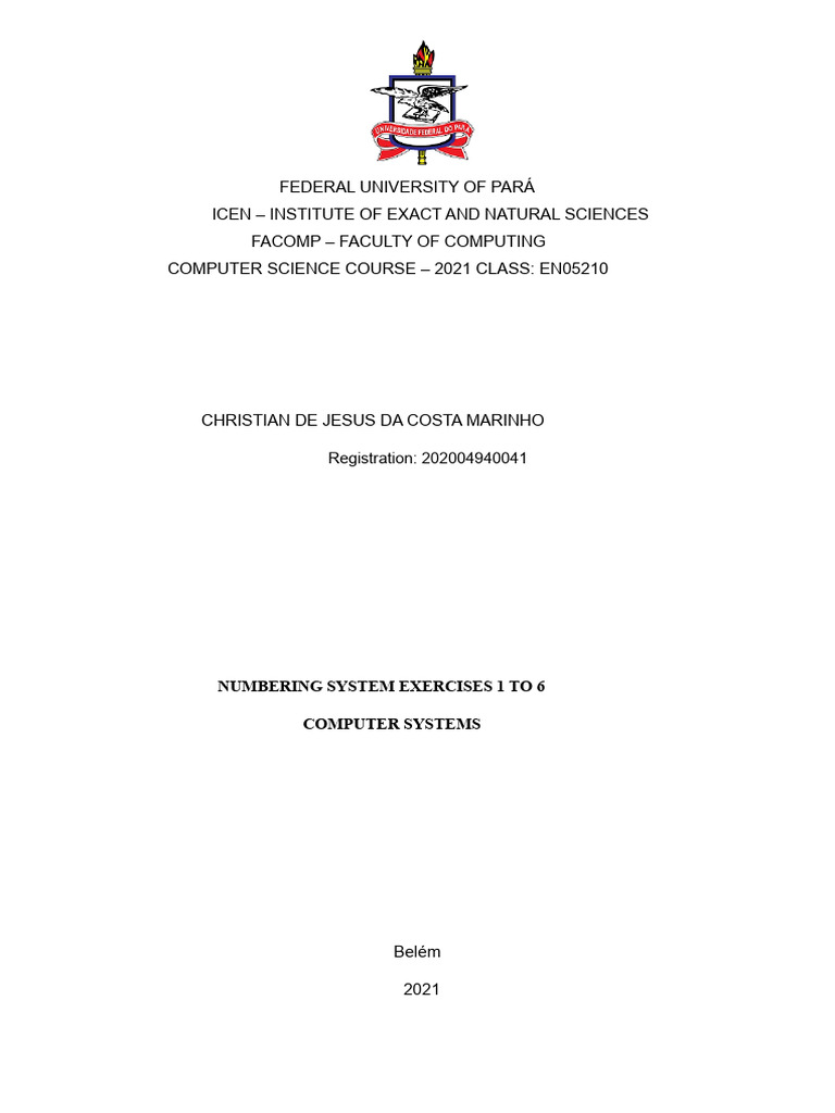 Numbering System Exercises for CS Course | PDF | Number Theory ...