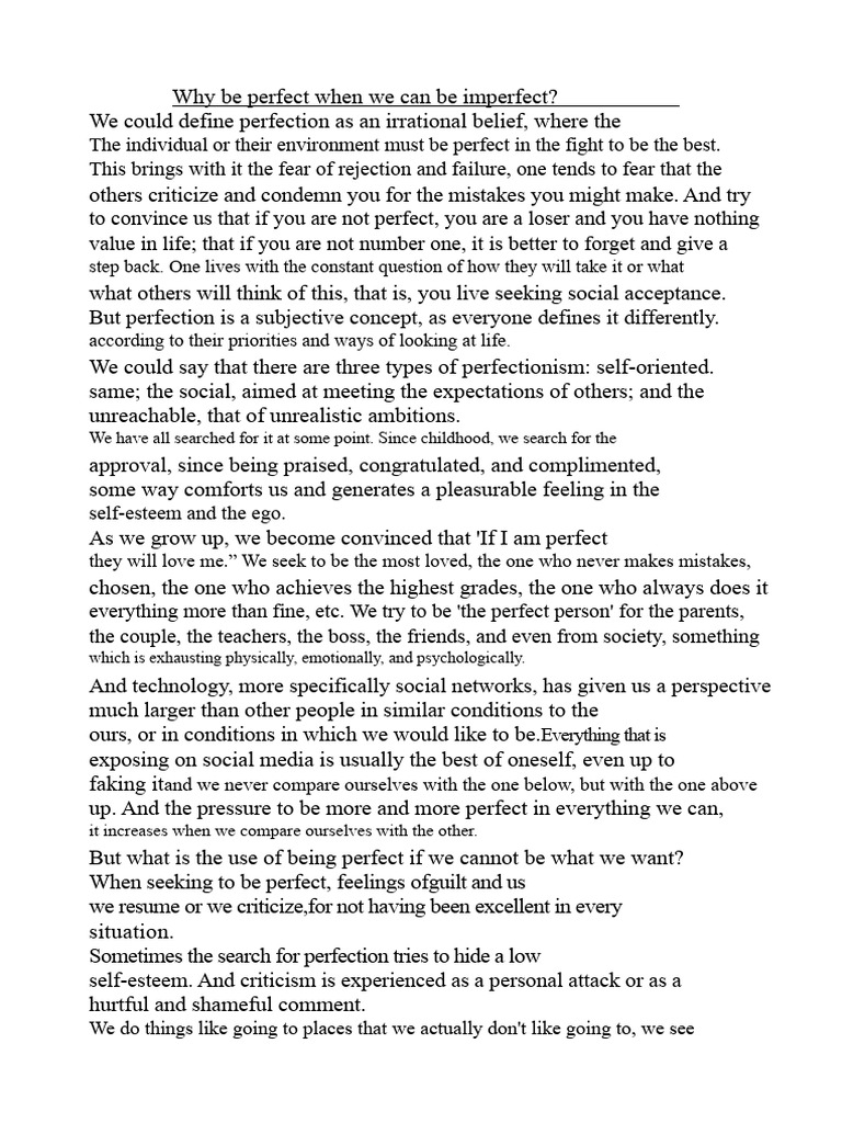 Perfection | PDF | Self Esteem | Emotions