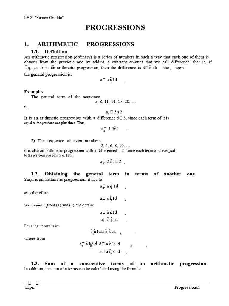 BC 1-Arithmetic and Geometric Progressions | PDF | Ratio | Number Theory