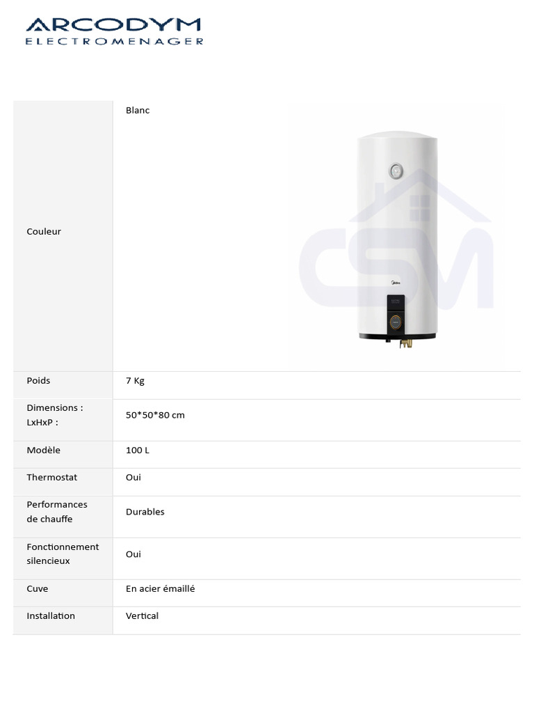 Chauffe-eau électrique HPC 100 L | PDF