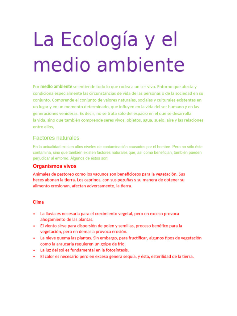 Ecología y Medio Ambiente: Conceptos Clave | PDF | Ecología | Entorno ...