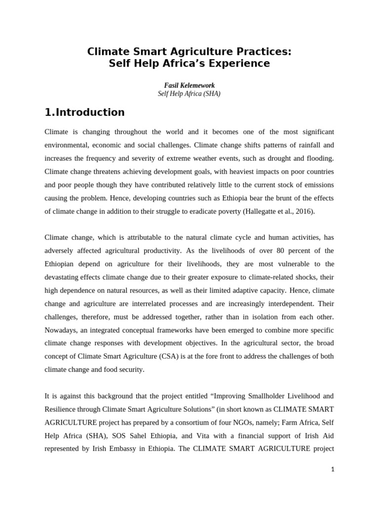 Climate Smart Agriculture in Ethiopia | PDF | Agriculture | Climate Change