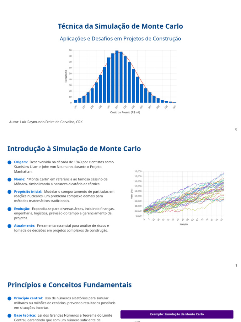 Simulação de Monte Carlo em Construção | PDF | Método de Monte Carlo ...