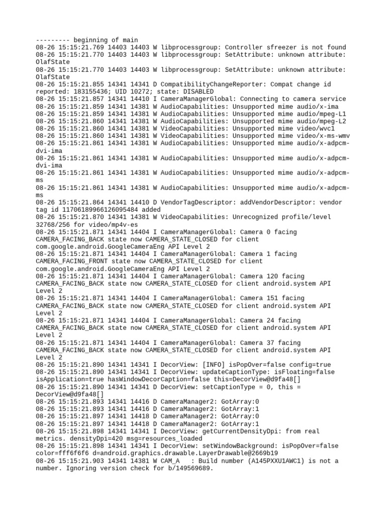 Camera and Audio Capabilities Log | PDF | Computing | Software