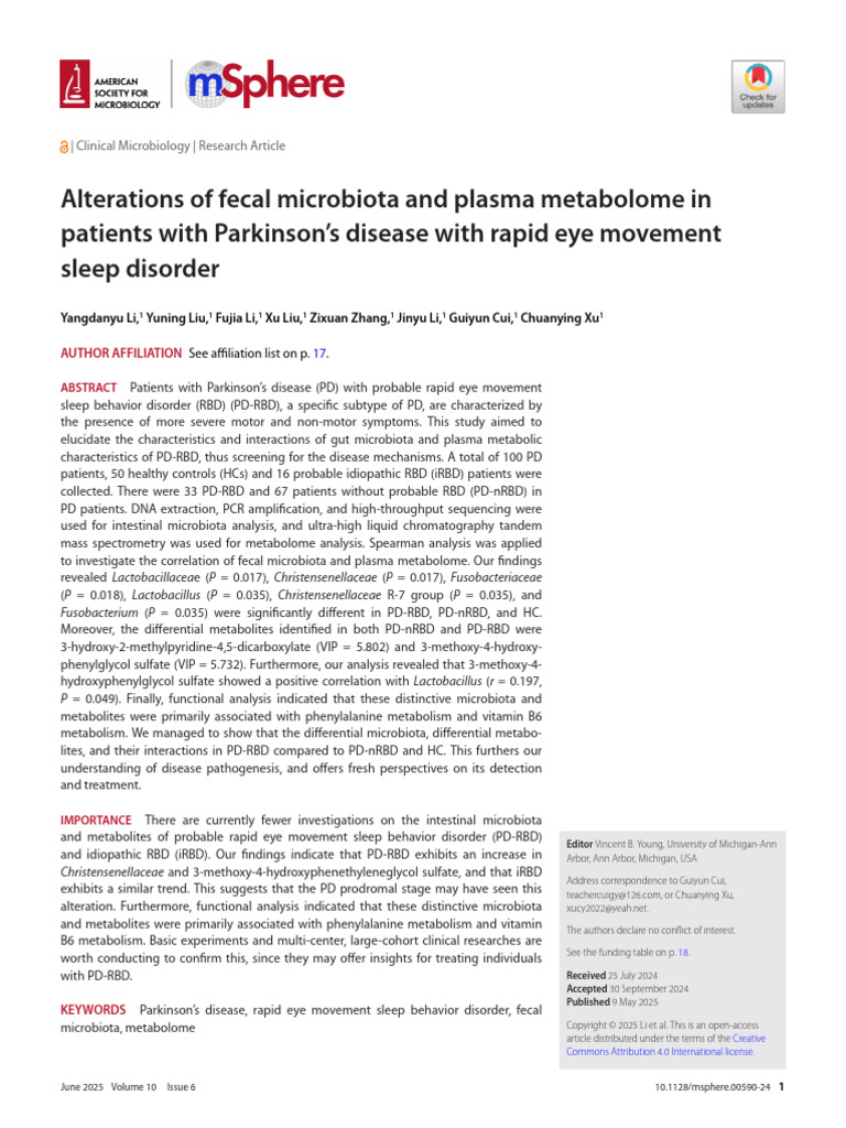 Paper 13 Alterations of Fecal Microbiota and Plasma Metabolome in ...