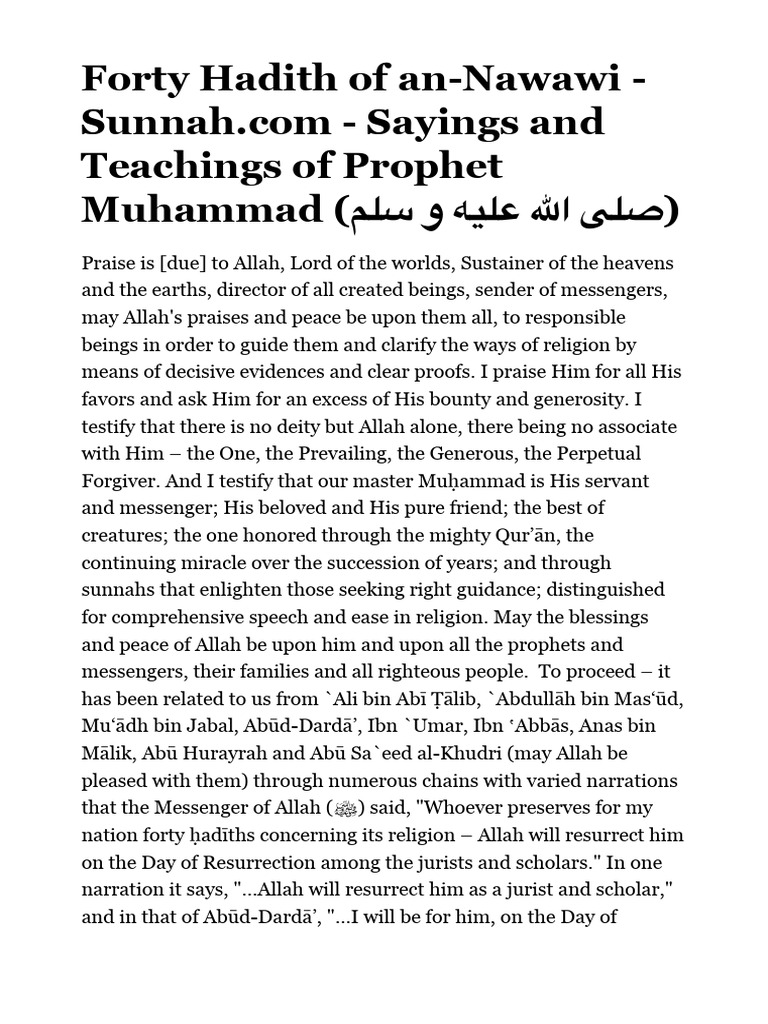 Forty Hadith of an-Nawawi - Sunnah.com - Sayings and Teachings of ...