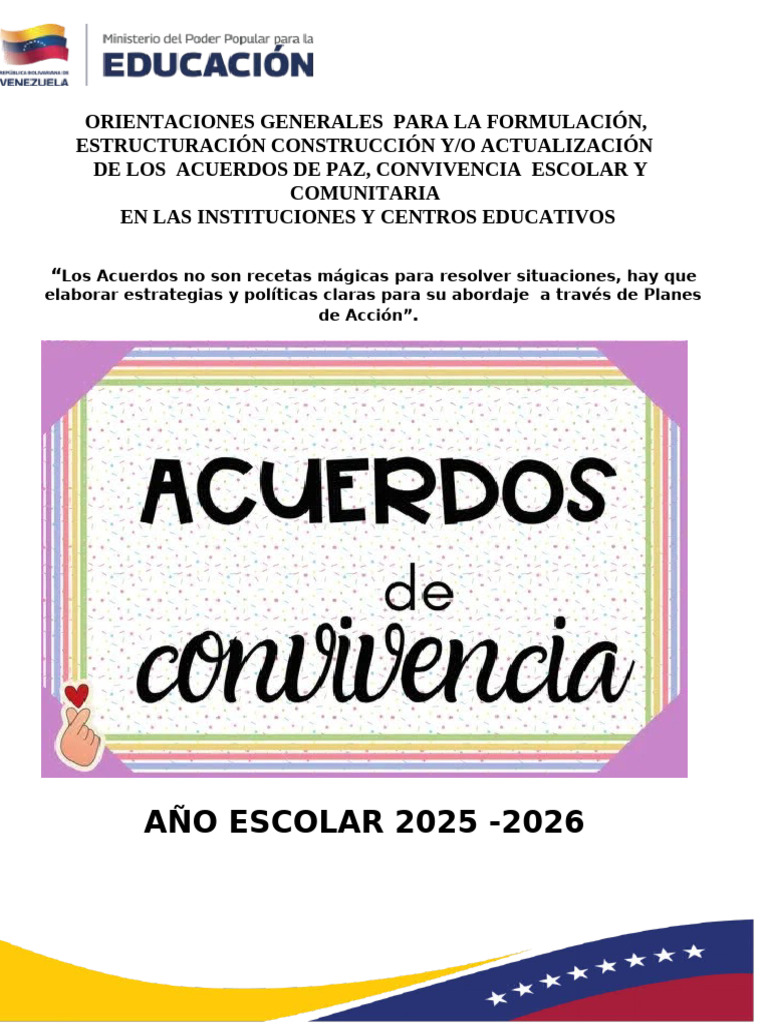 Acuerdos de Convivencia Escolar 2025 | PDF | Maestros | Institución
