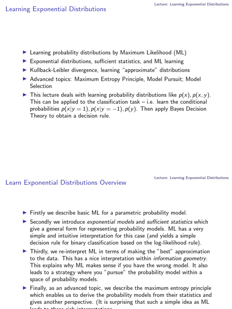 Learning Exponential Distributions with ML | PDF | Mathematical ...