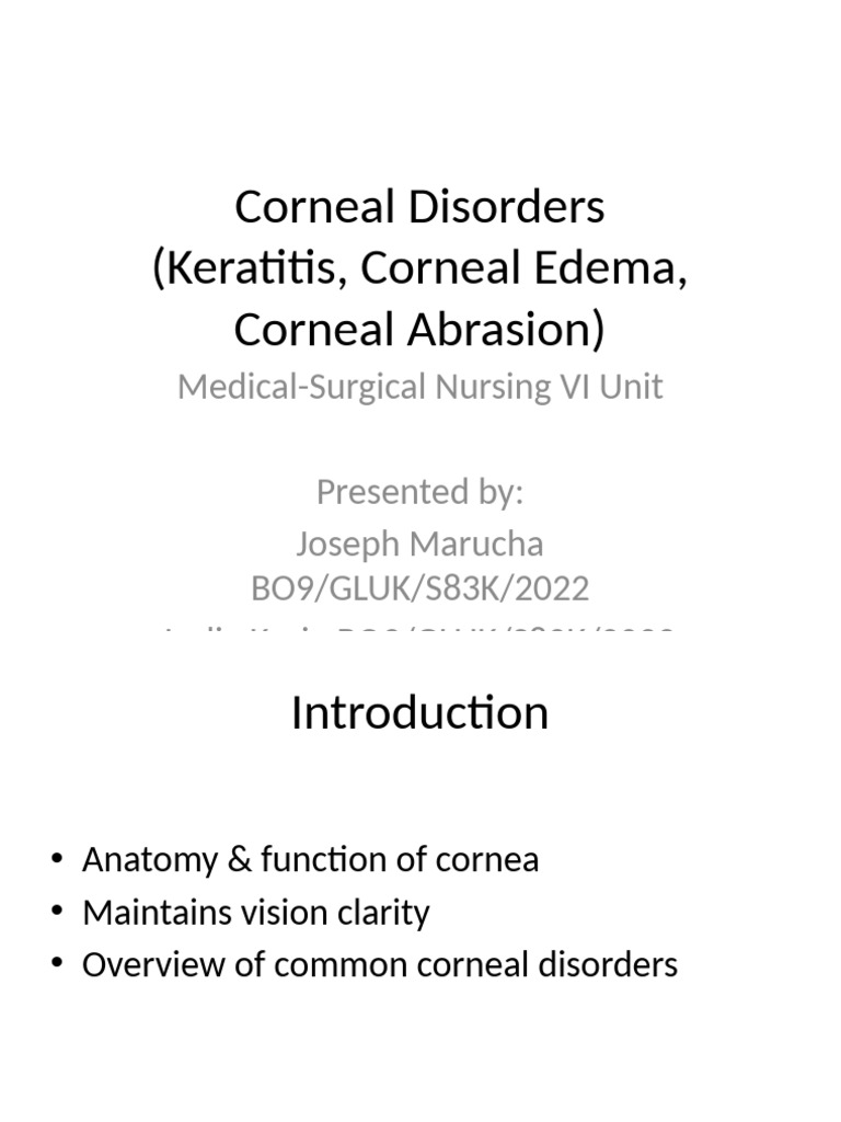 Overview of Corneal Disorders | PDF | Cornea | Ophthalmology
