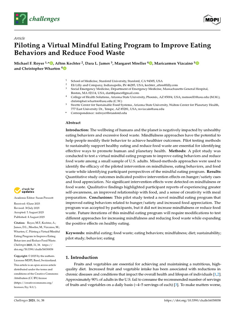 Virtual Mindful Eating Program Pilot Study | PDF | Eating | Mindfulness