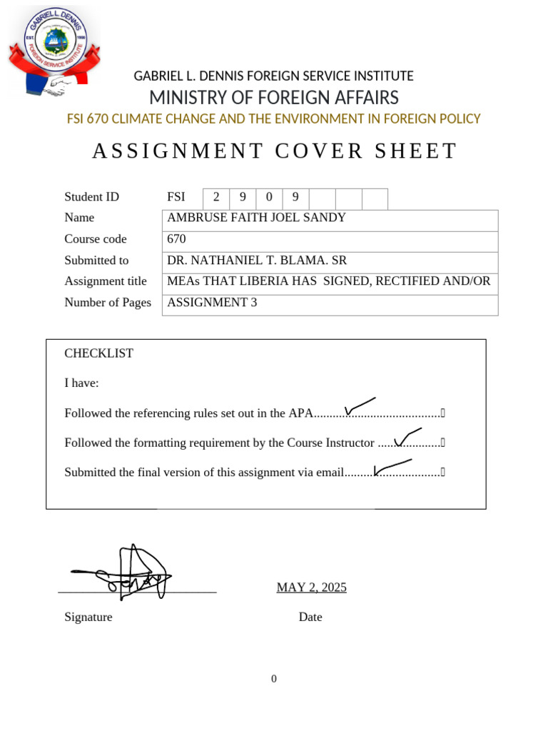 Liberia's Signed Environmental Agreements | PDF | United Nations ...