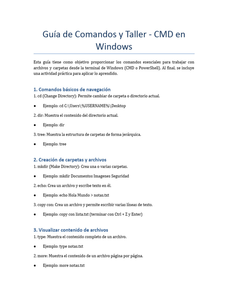 Comandos Esenciales CMD en Windows | PDF | Archivo de computadora ...