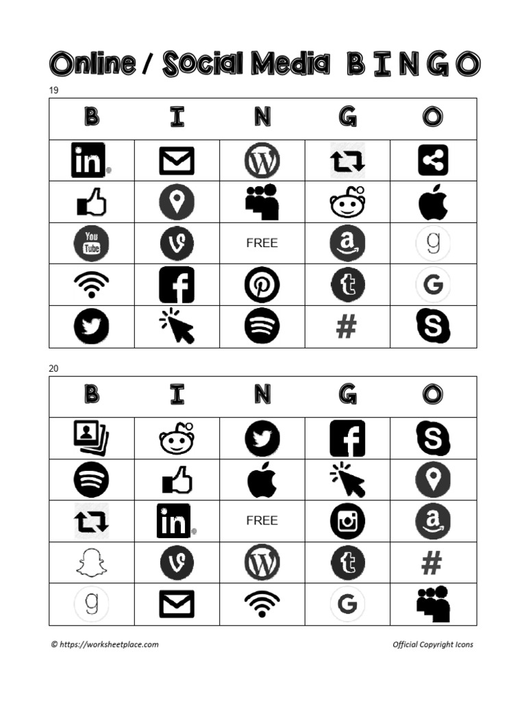 Social Media BINGO 19 20 | PDF