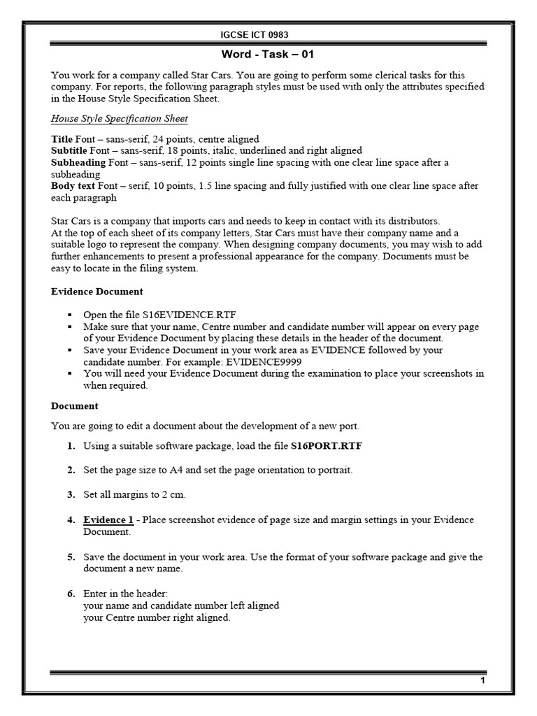 House Style Specification Sheet: Title Subtitle Subheading Body Text ...