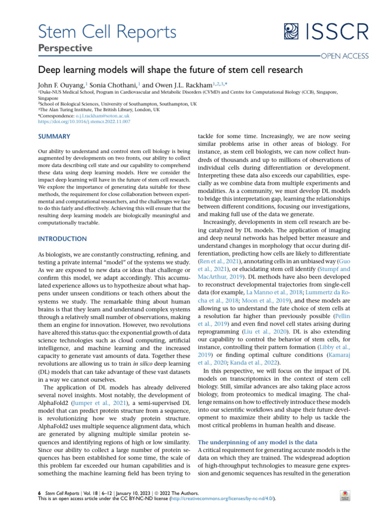 Deep Learning Models Will Shape The Future of Stem Cell Research | PDF ...