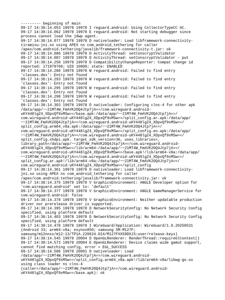 WireGuard Android Log Analysis | PDF | Computer Architecture | Smartphone