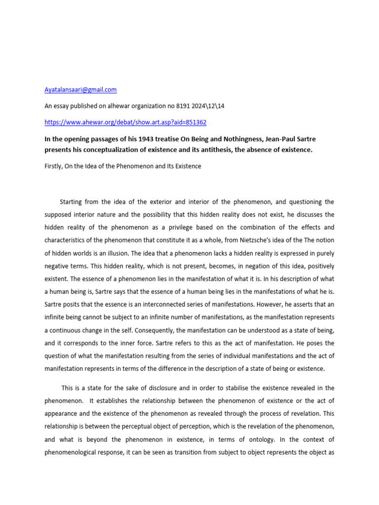 Conceptualization of Existence and Its Antithesis | PDF | Existence ...