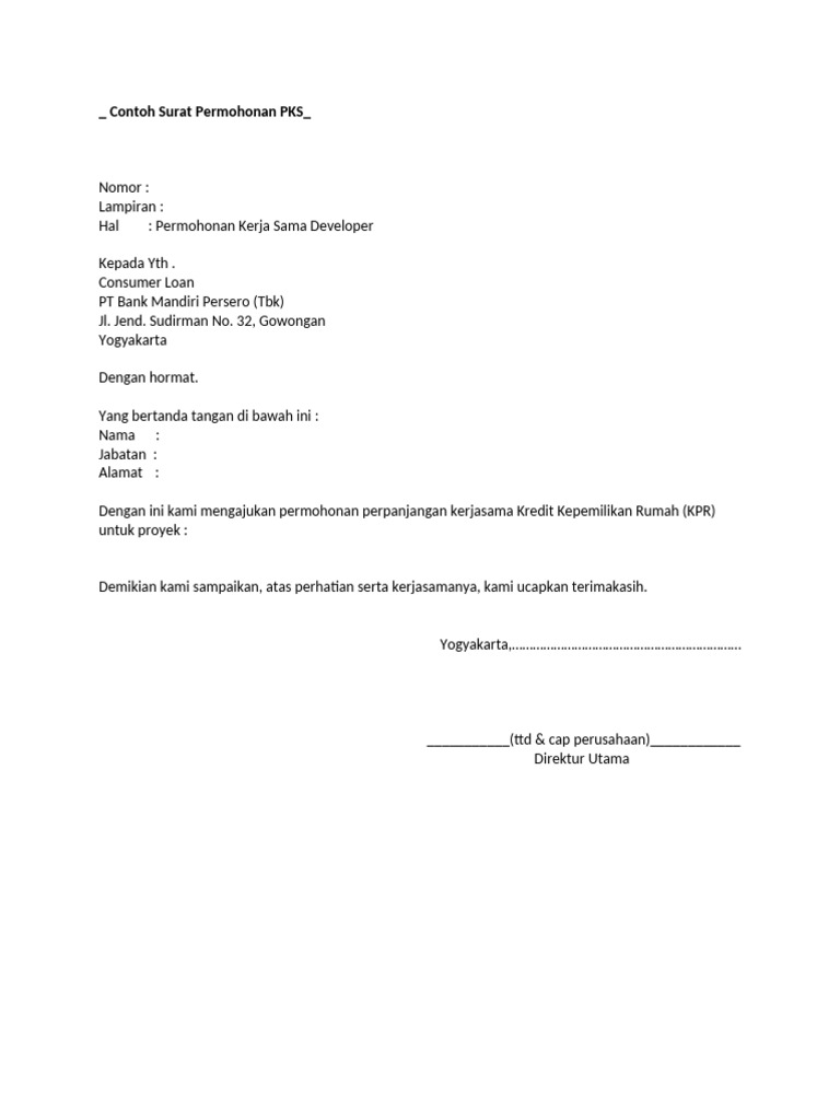Contoh Surat Permohonan Addendum PKS | PDF