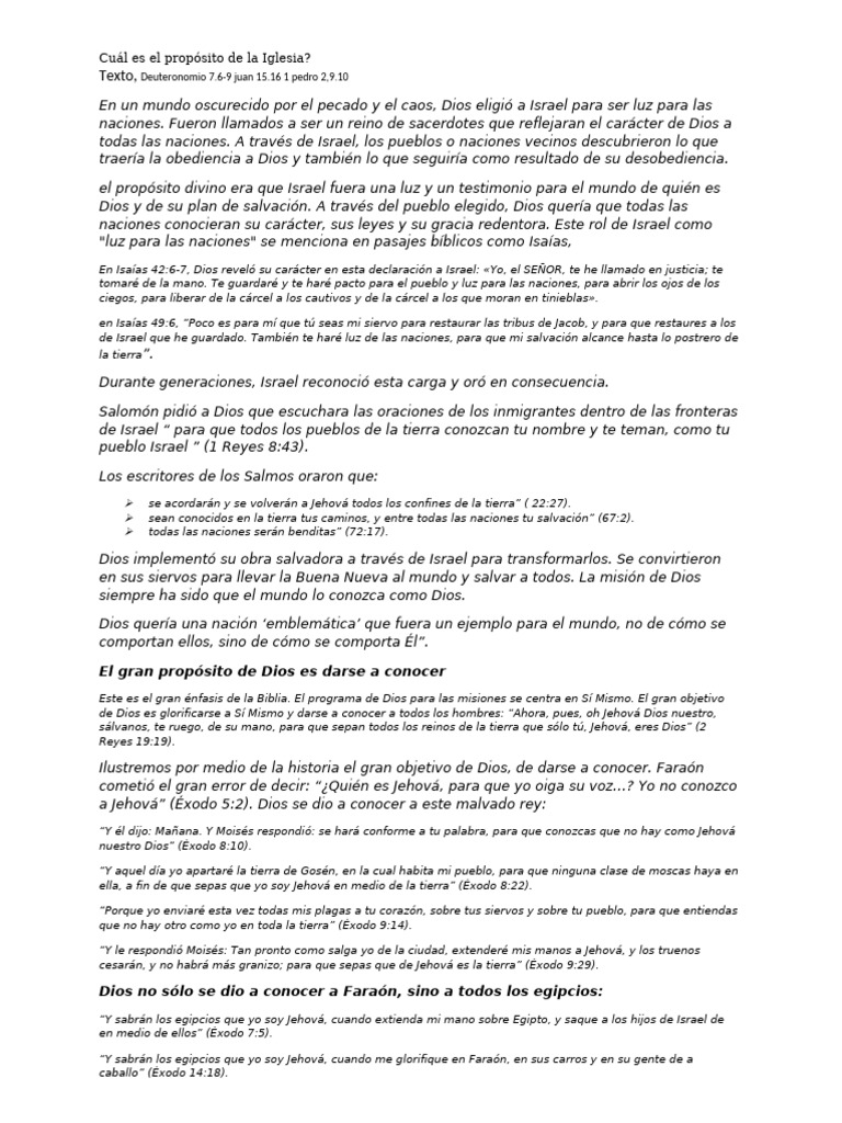 Propósito de la Iglesia en el Mundo | PDF | Iglesia cristiana | Cristo ...