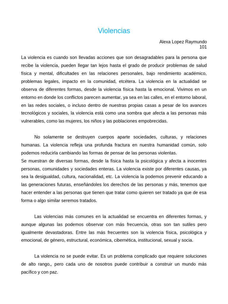 Tipos y Causas de la Violencia Actual | PDF