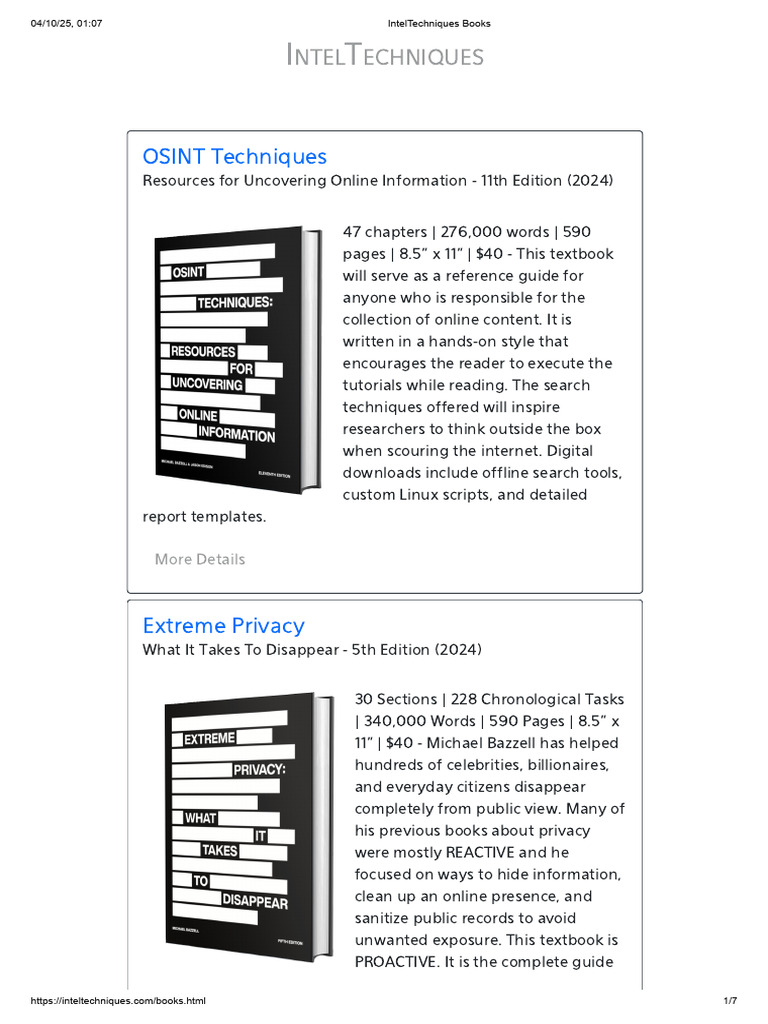 OSINT Techniques 11th Edition Overview | PDF | Books | Copyright ...