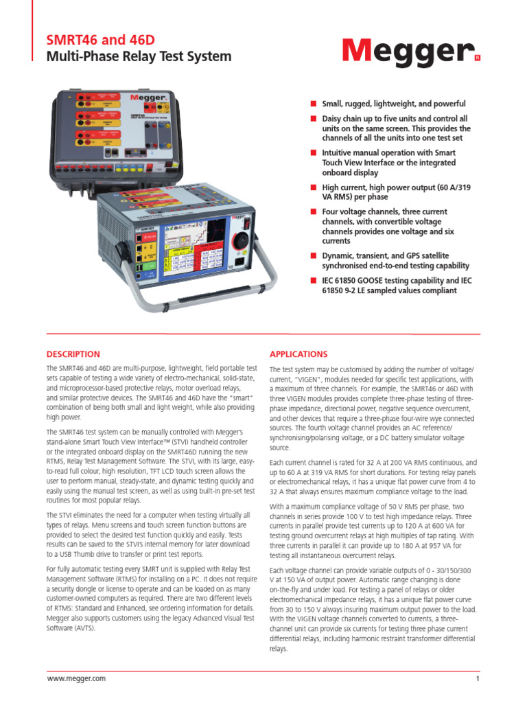 SMRT46 & 46D Relay Test Systems | PDF | Alternating Current | Amplifier