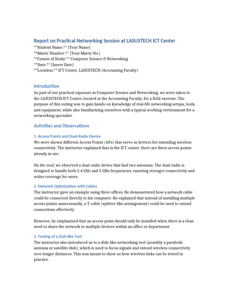 Networking Practical Report | PDF | Wireless Access Point | Computer ...