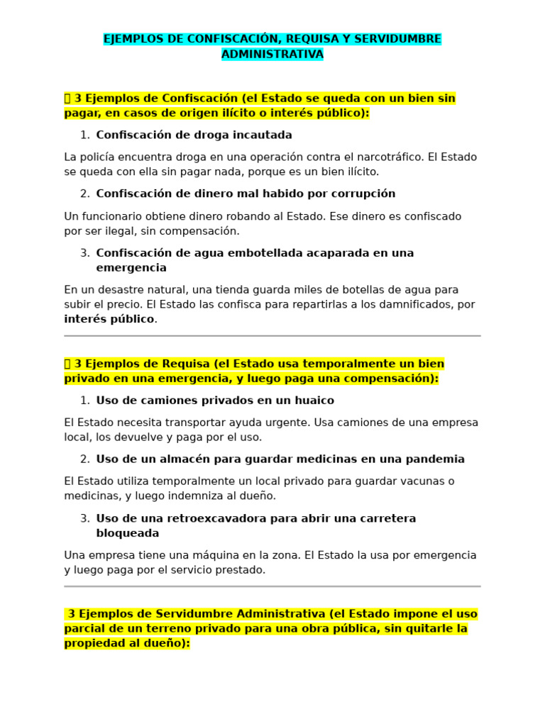 Ejemplos de Confiscación y Requisa Administrativa | PDF