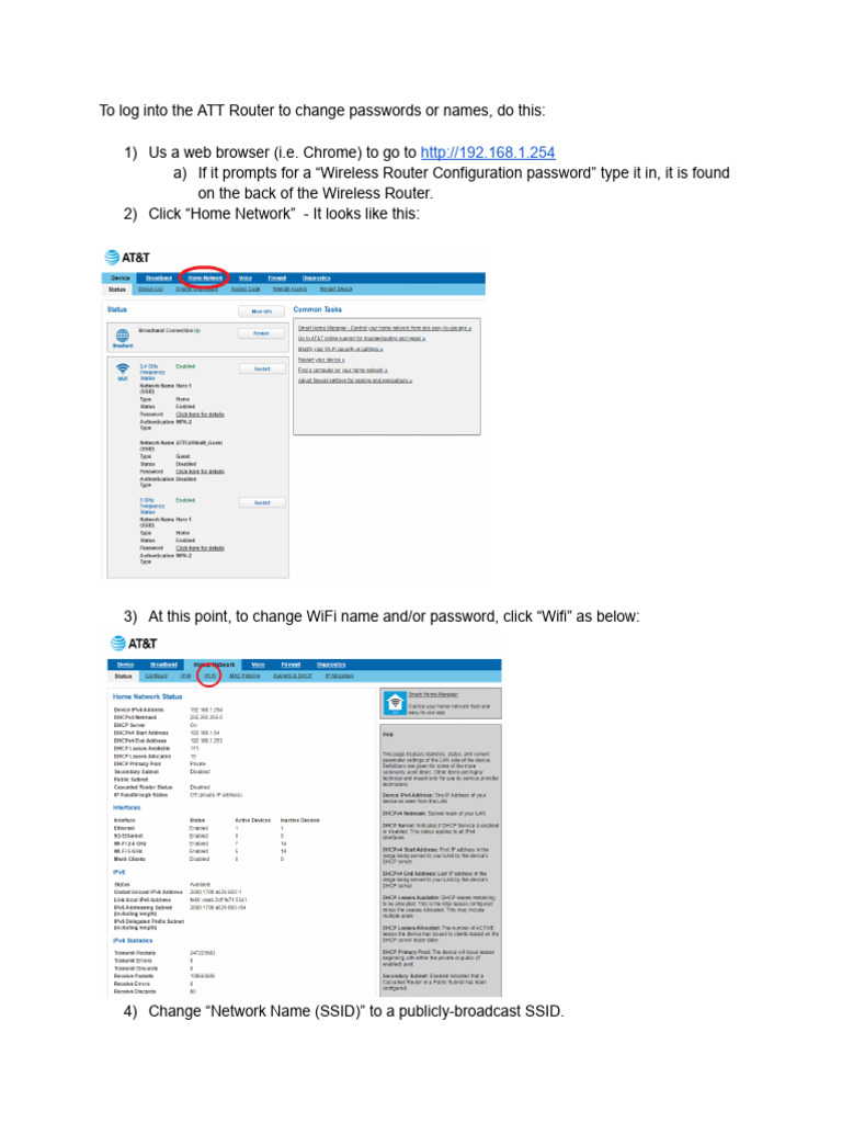 How to Change ATT Router Password and SSID | PDF