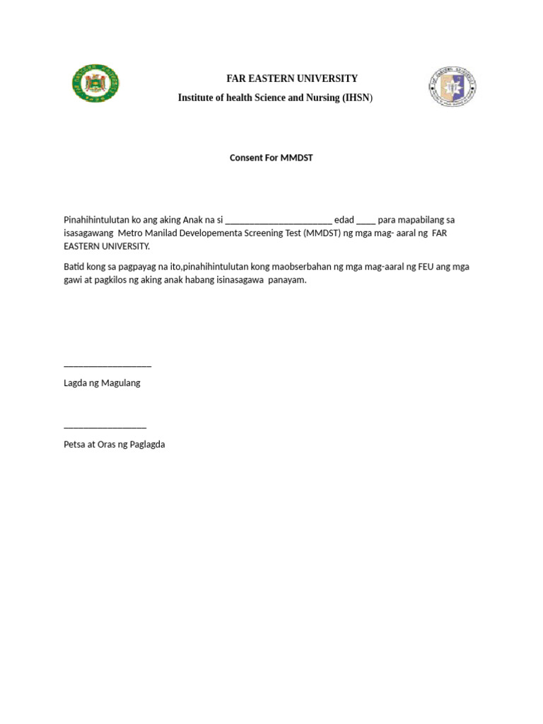 Consent For MMDST | PDF