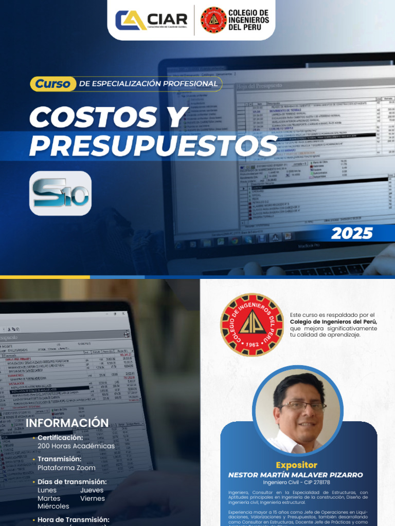 Brochure Costos y Presupuestos | PDF | Presupuesto | Ingeniero civil