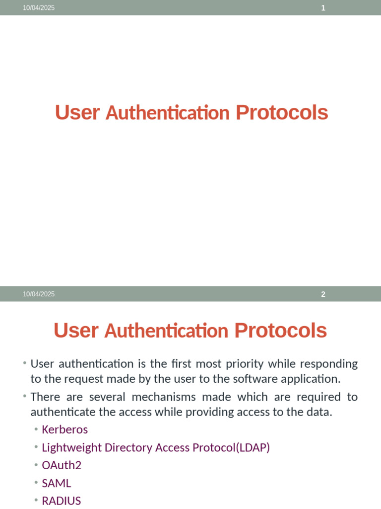 User Authentication Protocols Explained | PDF | Radius | Security