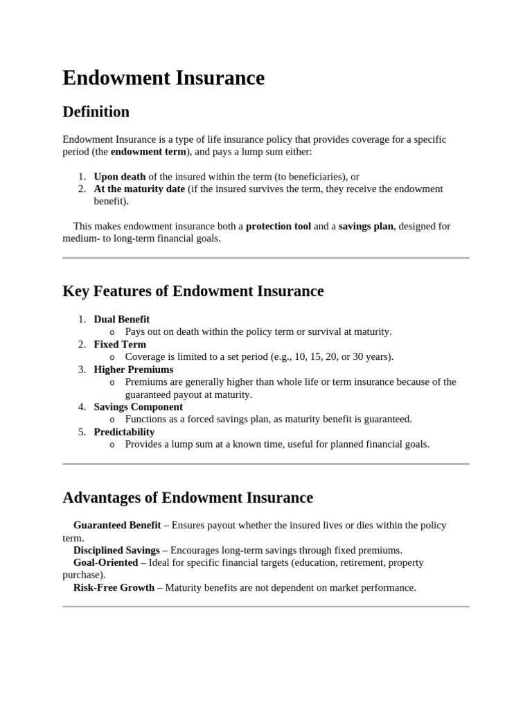 Endowment Insurance | PDF | Insurance | Life Insurance