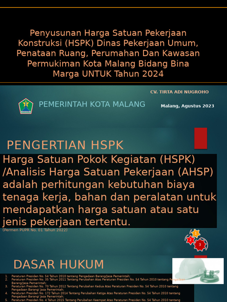 HSPK Konstruksi Kota Malang 2024 | PDF