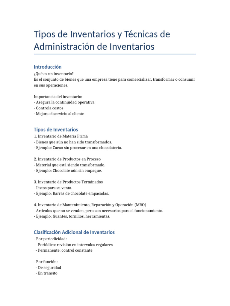 Tipos y Técnicas de Administración de Inventarios | PDF | Lean ...