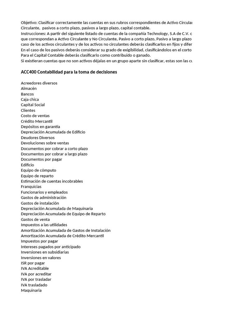 Clasificación de Cuentas Contables S.A. | PDF | Contabilidad | Capital ...