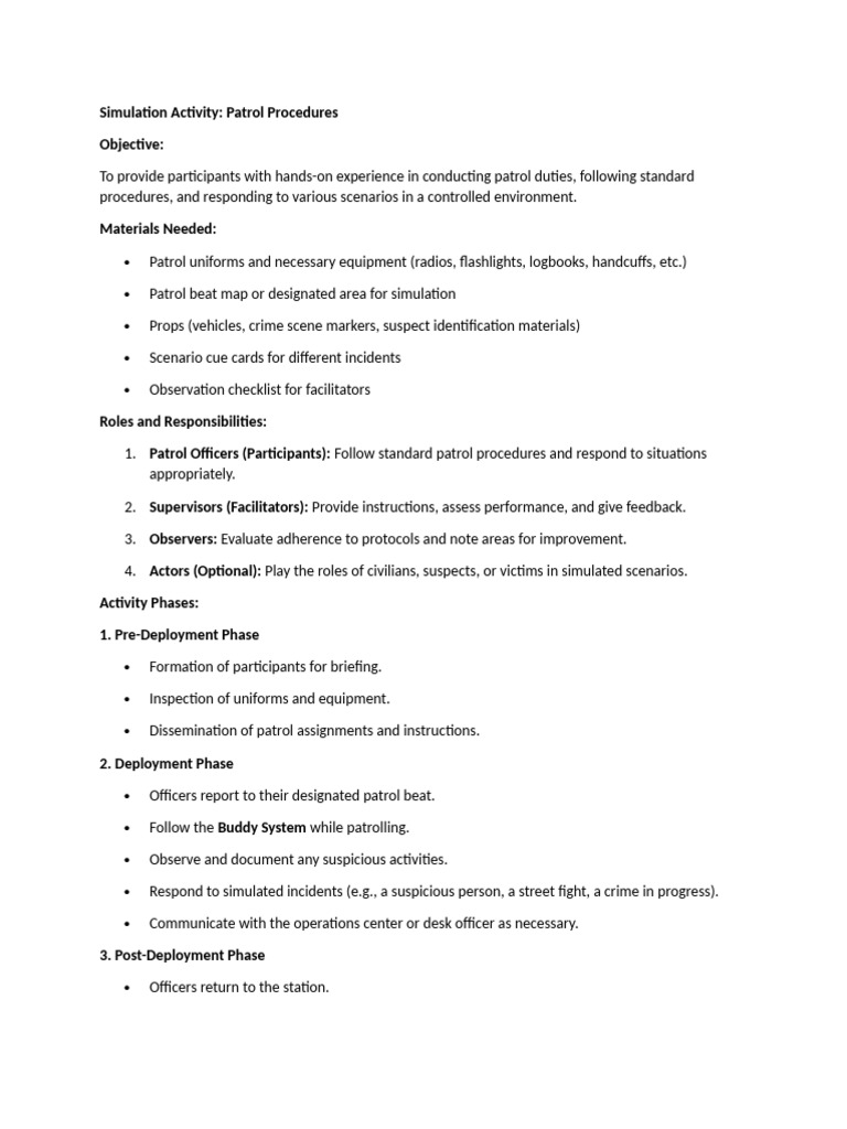 Guidelines For Patrol Procedures | PDF | Police | Simulation