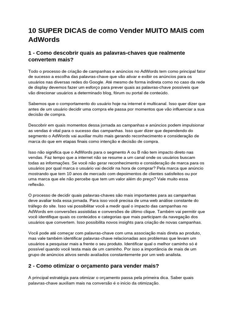 Dicas para Vender Mais com AdWords | PDF | Publicidade | Rede mundial ...