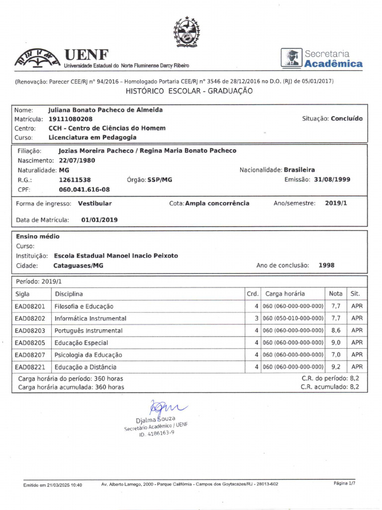 Hist. Juliana Bonato Pacheco | PDF