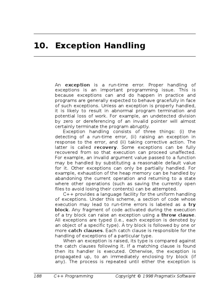Exception Handling: Block. Any Fragment of Code Activated During The ...