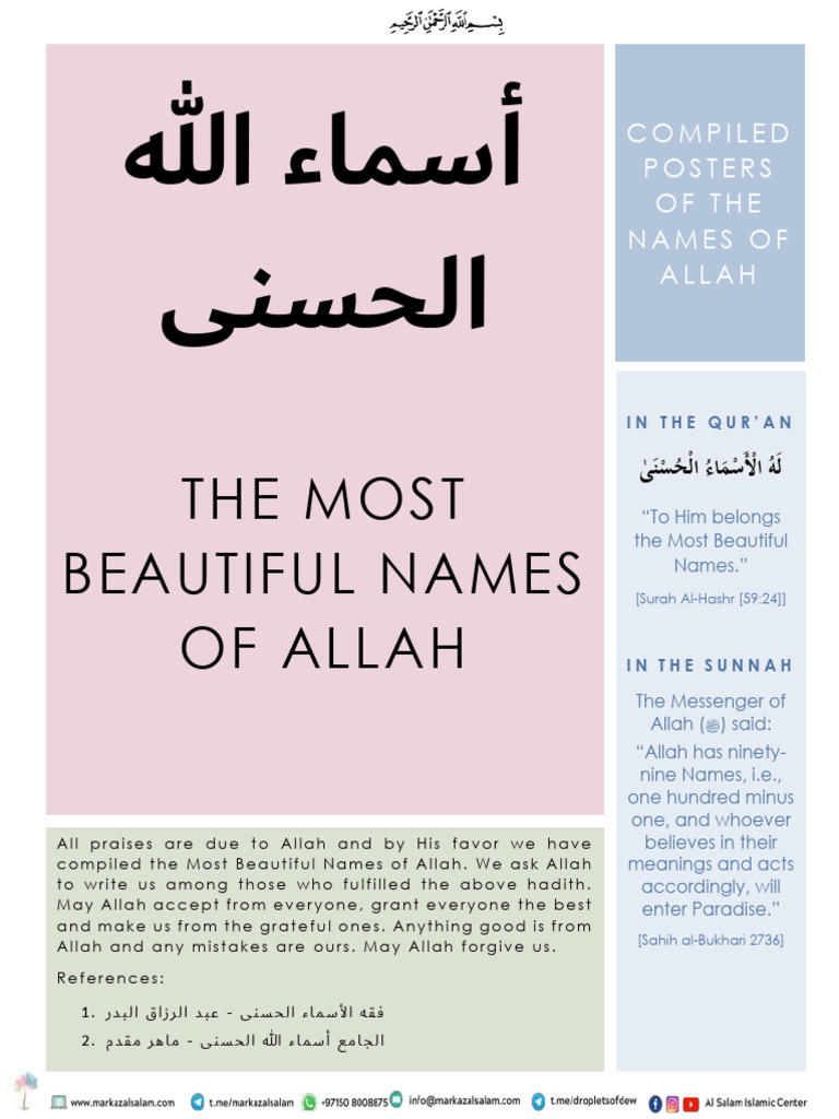 Names of Allah Posters by Allahs Favor en Compiled | PDF | God In Islam ...
