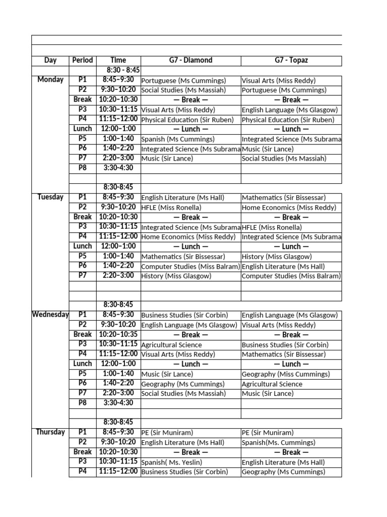 2025 Secondary School Timetable | PDF | Liberal Arts Education | Science