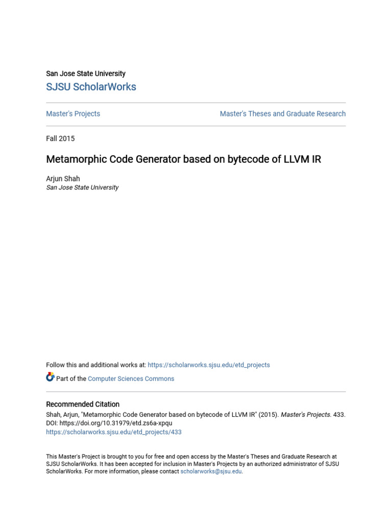 LLVM-Based Metamorphic Code Generator | PDF | Computer Virus | Malware