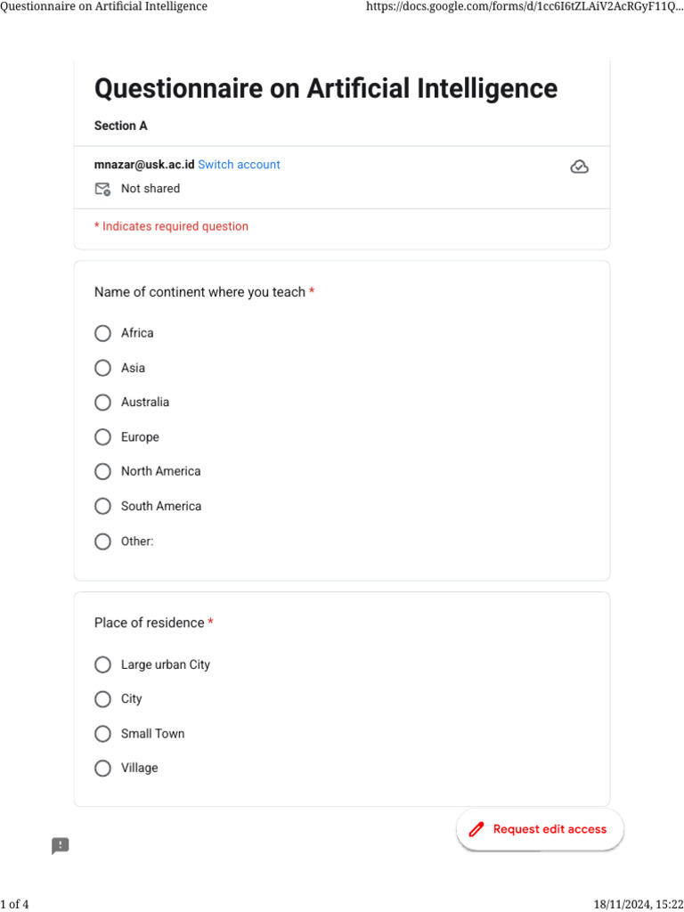 AI Questionnaire for Educators | PDF